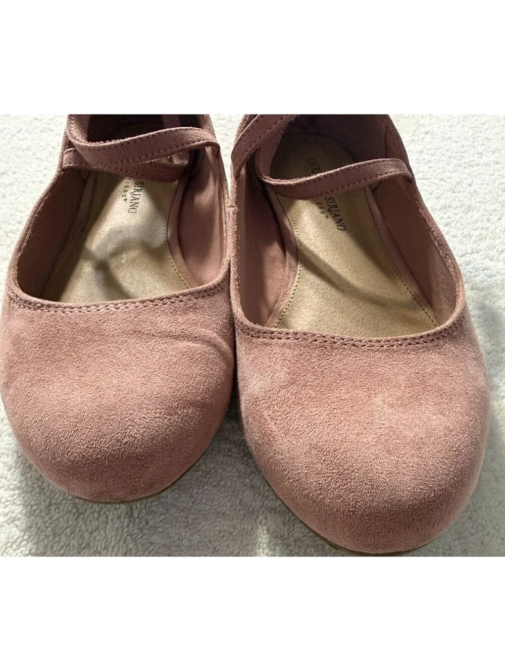 Christian Siriano Pink Faux Suede Flats Women’s Cross Strappy Zip Up Size 8